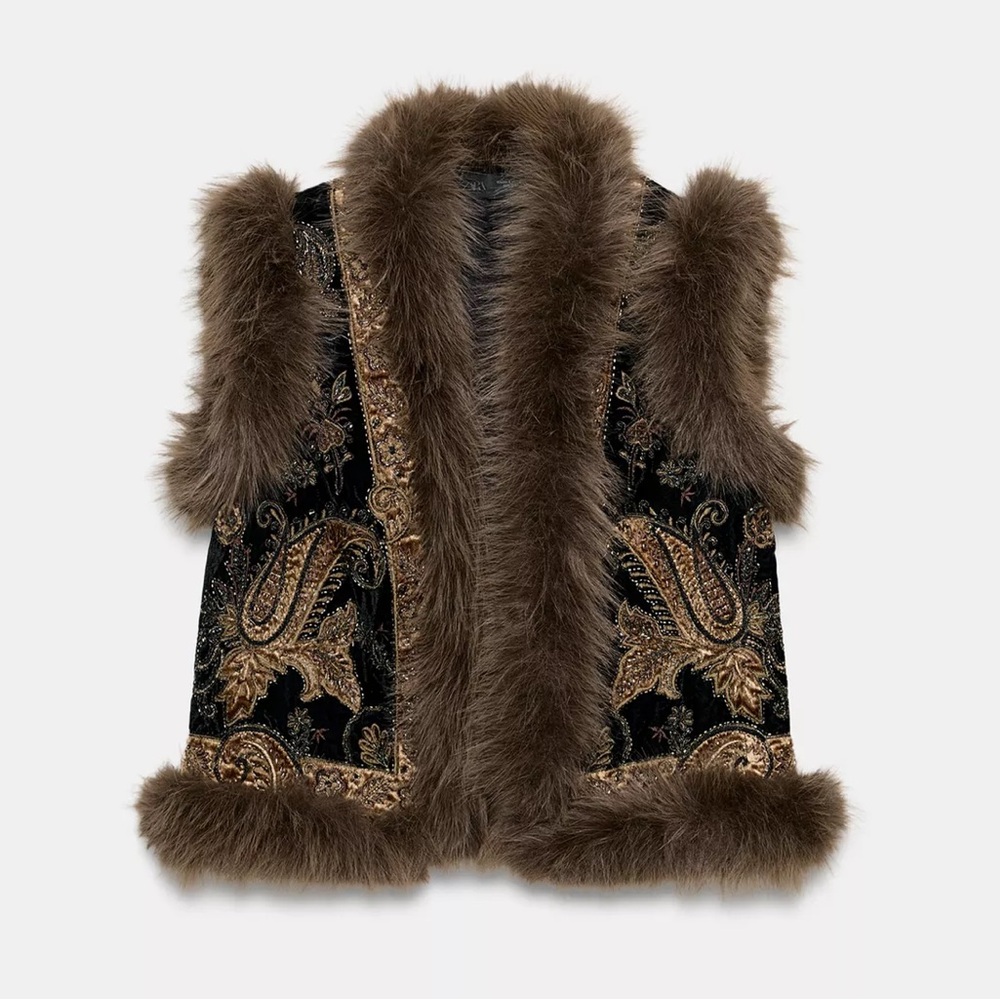 Zara ZW COLLECTION EMBROIDERED VEST LIMITED EDITION